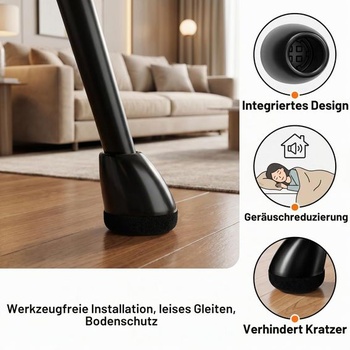 24 krytiek nôh stoličiek s plsťou, čierne, okrúhle, vhodné pre nohy stoličiek s priemerom 14-19 mm a uhla