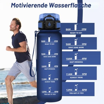 1l fľaša na vodu so slamkou, motivačná fľaša na vodu s časovačom, nepriepustná, pre fitness,