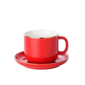 Sada kávových hrnků 280ml Espresso hrnek s podšálkem a lžičkou Keramický hrnek se zlatým okrajem