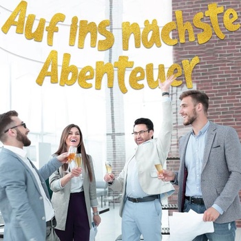 Dekorácia na rozlúčkovú párty: Zlatá girlanda - trblietavý banner 