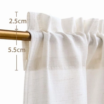 Záclony Vangao s ľanovým vzhľadom do kaviarne, súprava 2 kusov, 90Š x 60V cm, biele s čipkovým lemom |