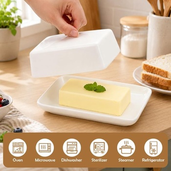 Keramická miska na maslo – kopula na 250 g masla s vekom, vhodná do umývačky, porcelánová miska na