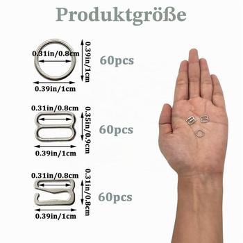 XCSJ 180 ks krúžkov na spodnú bielizeň a podprsenku 8 mm (strieborné)