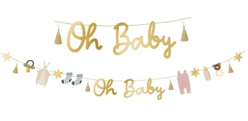 Veľká zlatá girlanda Oh Baby – Banner na oslavu narodenia…