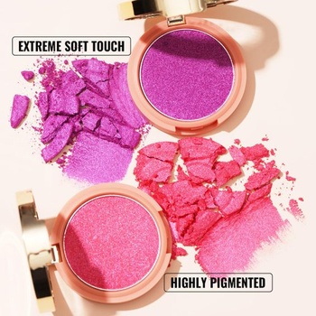 Oulac Pink Shimmer Blush Make-up, dlhotrvajúci líčidlový púder s trblietkami, vodeodolný a