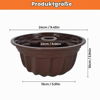 Veľká silikónová forma na torty Bundt, Ø 24 cm, tmavo hnedá