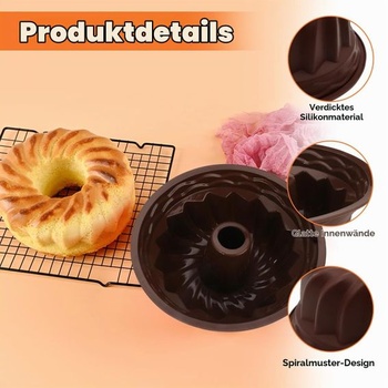 Velká silikonová forma na dorty Bundt, Ø 24 cm, tmavě hnědá