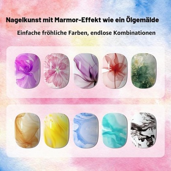 Lak na nechty JODSONE Marble – 12 farieb (modrá, fialová, ružová) s rozkvitnutým akvarelovým efektom,