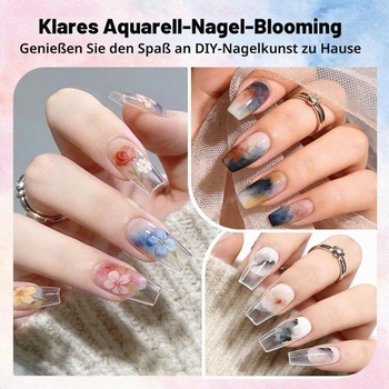 Lak na nechty JODSONE Marble – 12 farieb (modrá, fialová, ružová) s rozkvitnutým akvarelovým efektom,
