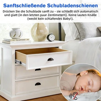 Výsuvy zásuviek s tlmeným dovieraním, plný výsuv, 45 kg, guličkové ložisko, teleskopické výsuvy, 14