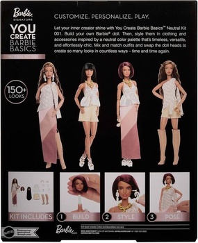 Barbie Basics You Create Neutral Kit 001 s prispôsobiteľnou módnou bábikou, univerzálnym oblečením