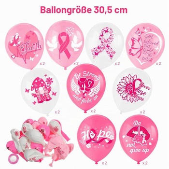 Balóniky HOWAF s ružovou stuhou, balóniky s rakovinou prsníka, latexové balóniky s rakovinou prsníka, banner
