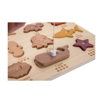 Magnetická drevená rybárska hra pre batoľatá 1-3 roky, Montessori puzzle s počítaním čísel, magnety