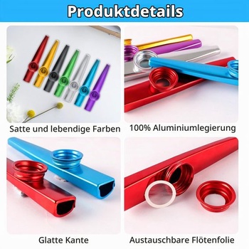 14dielna sada kazoo, kovové kazoo, kazoo z hliníkovej zliatiny, hudobné nástroje v 7 farbách, kazoo