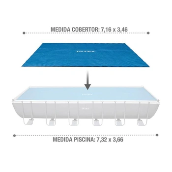 Solární kryt Intex pro Ultra Frame Rectangular 732 x 366 cm, tloušťka 160 mikronů, výrobní rozměr:
