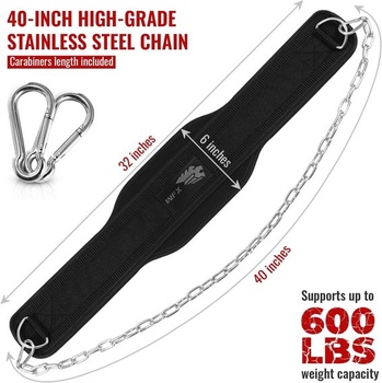 Vzpěračský opasek WFX Dip Belt s odolným vzpěračským opaskem o délce 91,4 cm (36 palců),