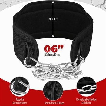Vzpěračský opasek WFX Dip Belt s odolným vzpěračským opaskem o délce 91,4 cm (36 palců),