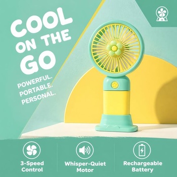 Cosiesnest Mini ručný ventilátor s podstavcom, roztomilé kvety, prenosné ventilátory, 3