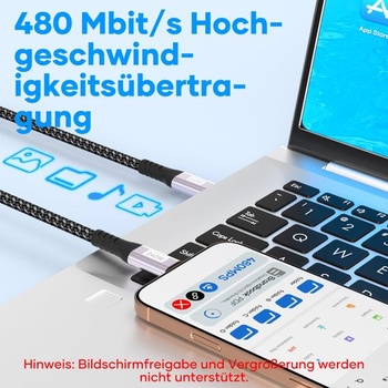 Kábel USB-C na USB-C, 0,5 m, 240W rýchlonabíjací kábel typu C, nylonový nabíjací kábel PD 5A,