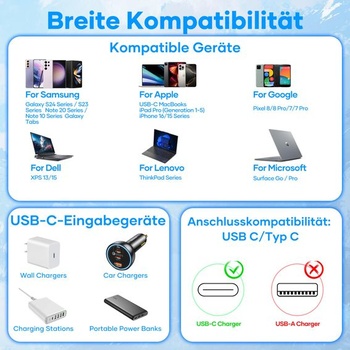Kábel USB-C na USB-C, 0,5 m, 240W rýchlonabíjací kábel typu C, nylonový nabíjací kábel PD 5A,