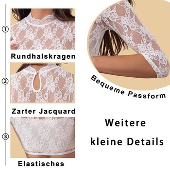 Dámská halenka dirndl, halenka dirndl, halenka dirndl s krajkou, elegantní halenka dirndl s dlouhým