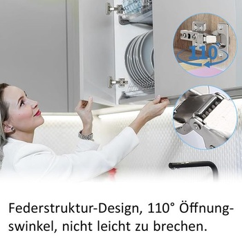 Rohový pánt, 12 kusov, pánty pre rohové skrinky so skrutkami, uhol otvorenia 110 ° s hydraulickým