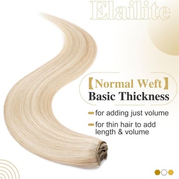 Elailite Clip-in predlžovanie vlasov, pravé ľudské vlasy, 8 útkov, 20 cm-45 g, rovné príčesky,