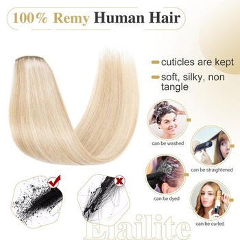Elailite Clip-in predlžovanie vlasov, pravé ľudské vlasy, 8 útkov, 20 cm-45 g, rovné príčesky,
