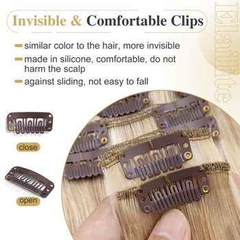 Elailite Clip-in predlžovanie vlasov, pravé ľudské vlasy, 8 útkov, 20 cm-45 g, rovné príčesky,