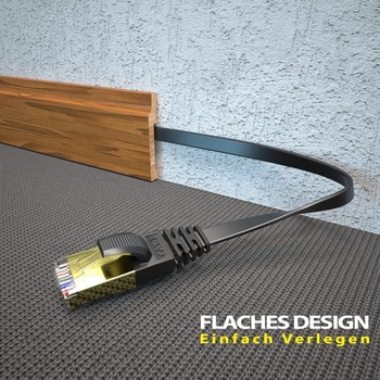 Ethernetový kábel KASIMO Cat 7, gigabitový LAN sieťový kábel, RJ45, vysokorýchlostný, plochý,