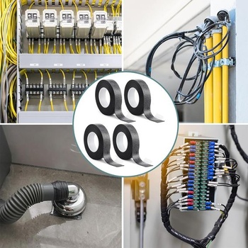 Samolepiaca izolačná páska, balenie 4 kusov, čierna, odolnosť proti vysokému napätiu 10 kV, izolačná