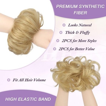FESHFEN Mini dvojitý drdol, príčesok do blond vlasov, pre ženy, 2 kusy, svetlo blond