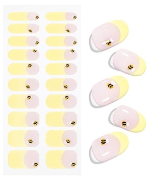 JMEOWIO UV vytvrzovací fólie na nehty, včelí žluté francouzské špičky UV gelové pásky na nehty,