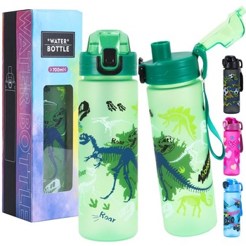 Detská fľaša na vodu, 700 ml, nepriepustná, bez BPA, otváranie jedným dotykom, ľahké čistenie,