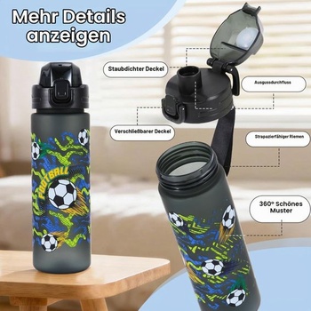 Detská fľaša na vodu, 700 ml, nepriepustná, bez BPA, otváranie jedným dotykom, ľahké čistenie,
