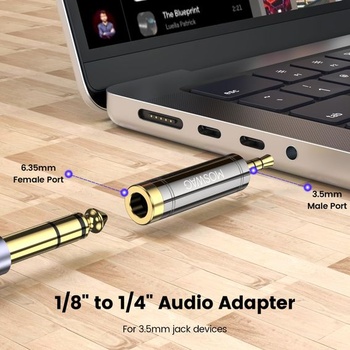 MOSWAG 3,5 mm na 6,35 mm stereo TRS jack adaptér, audio adaptér (1 balenie)