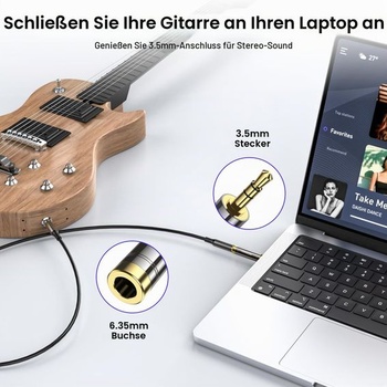 MOSWAG 3,5 mm na 6,35 mm stereo TRS jack adaptér, audio adaptér (1 balenie)