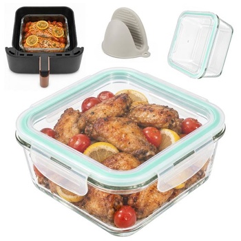 Sklenená zapekacia miska do fritézy BYKITCHEN s tesne priliehajúcim vekom, štvorcová, 2,2 l