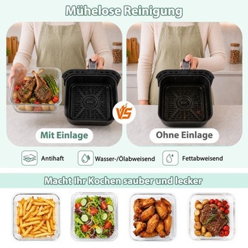 Sklenená zapekacia miska do fritézy BYKITCHEN s tesne priliehajúcim vekom, štvorcová, 2,2 l