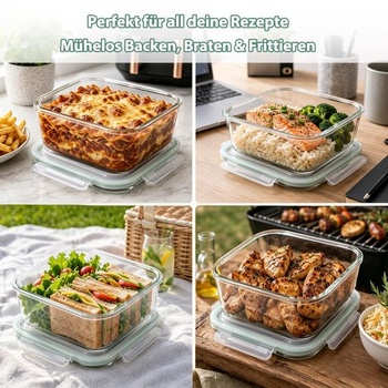 Sklenená zapekacia miska do fritézy BYKITCHEN s tesne priliehajúcim vekom, štvorcová, 2,2 l