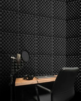 Soundsbay Akustická pěna Krabice na vajíčka 12 kusů Černá 30x30x2,5 cm Samolepicí příslušenství -
