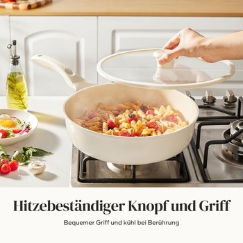 Keramická panvica Redchef 28 cm s pokrievkou, vysoký okraj, nepriľnavý povrch, vhodná na indukciu,