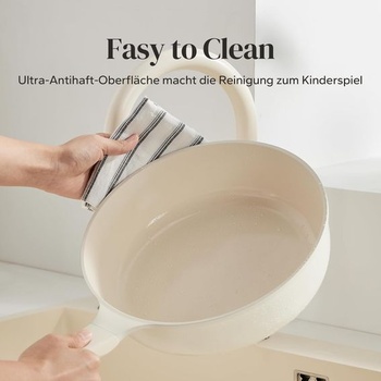 Keramická panvica Redchef 28 cm s pokrievkou, vysoký okraj, nepriľnavý povrch, vhodná na indukciu,