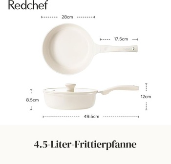 Keramická panvica Redchef 28 cm s pokrievkou, vysoký okraj, nepriľnavý povrch, vhodná na indukciu,