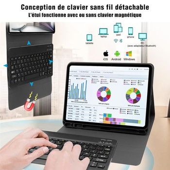 Puzdro s klávesnicou pre iPad Air 6 11 palcov 2024/5 4 puzdro (10,9 palca, 2022/2020), francúzske