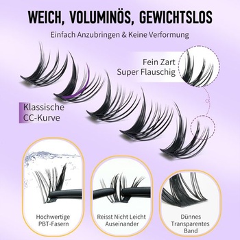 Prirodzene vyzerajúce predĺženie rias LUXEBOLD, 140 kusov, Lash Cluster FoxEye