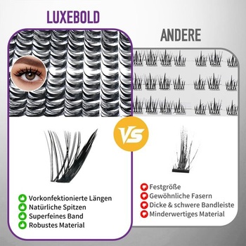 Přirozeně vypadající prodloužení řas LUXEBOLD, 140 kusů, Lash Cluster FoxEye