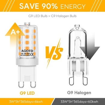 AGOTD G9 LED žiarovky teplá biela 3000K, balenie 4 ks