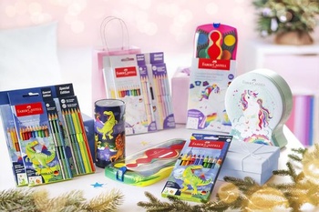 Faber-Castell - Sada farebných ceruziek Dino, 24dielna, vrátane samolepiek. 24dielna sada farebných ceruziek