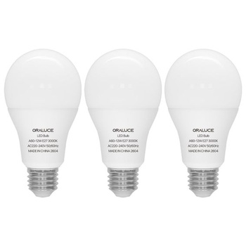 ORALUCE E27 LED teplá biela 12W, nahrádza 100wattové žiarovky, 3000K, 3 kusy Teplá biela 3000K 3 kusy